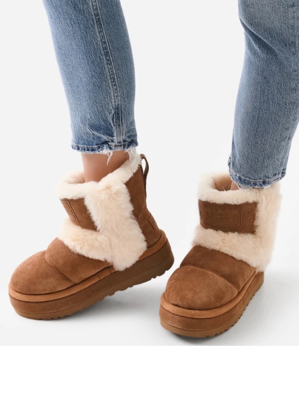 UGG Women’s Classic Chillapeak Spill Seams Boots in Chestnut with Platform Sz 7